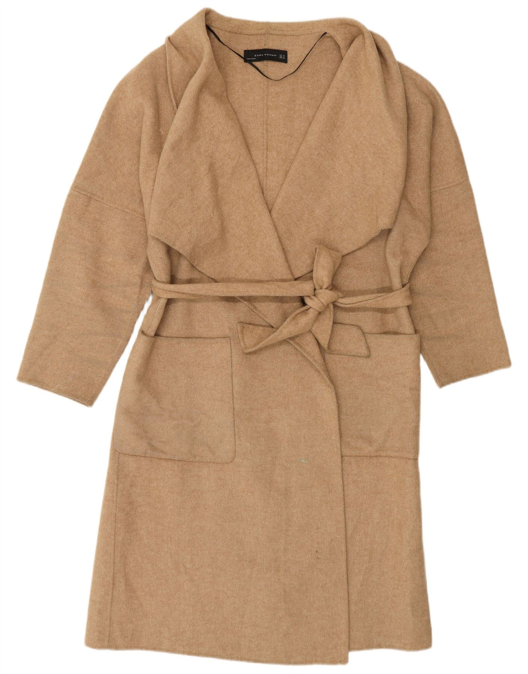 Zara Damen Übergroßer Mantel UK 14 Mittelbeige Wolle