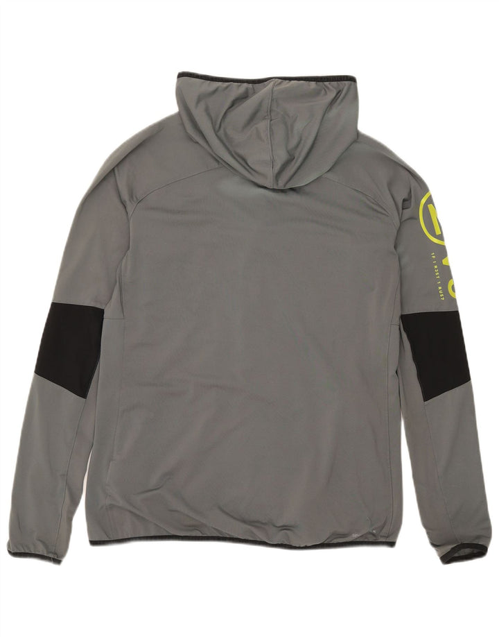 Reebok Womens Graphic Trainingsanzug Top Jacke UK 16/18 Large Grau Colourblock