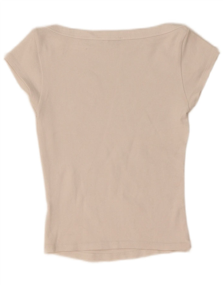 Zara Damen Crop T-Shirt Top UK 12 Medium Weiß