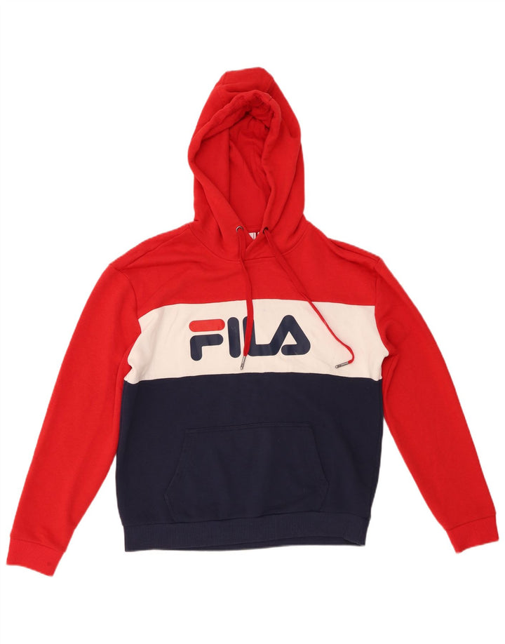 FILA Womens Graphic Hoodie Pullover UK 10 Small Mehrfarbiger Farbblock