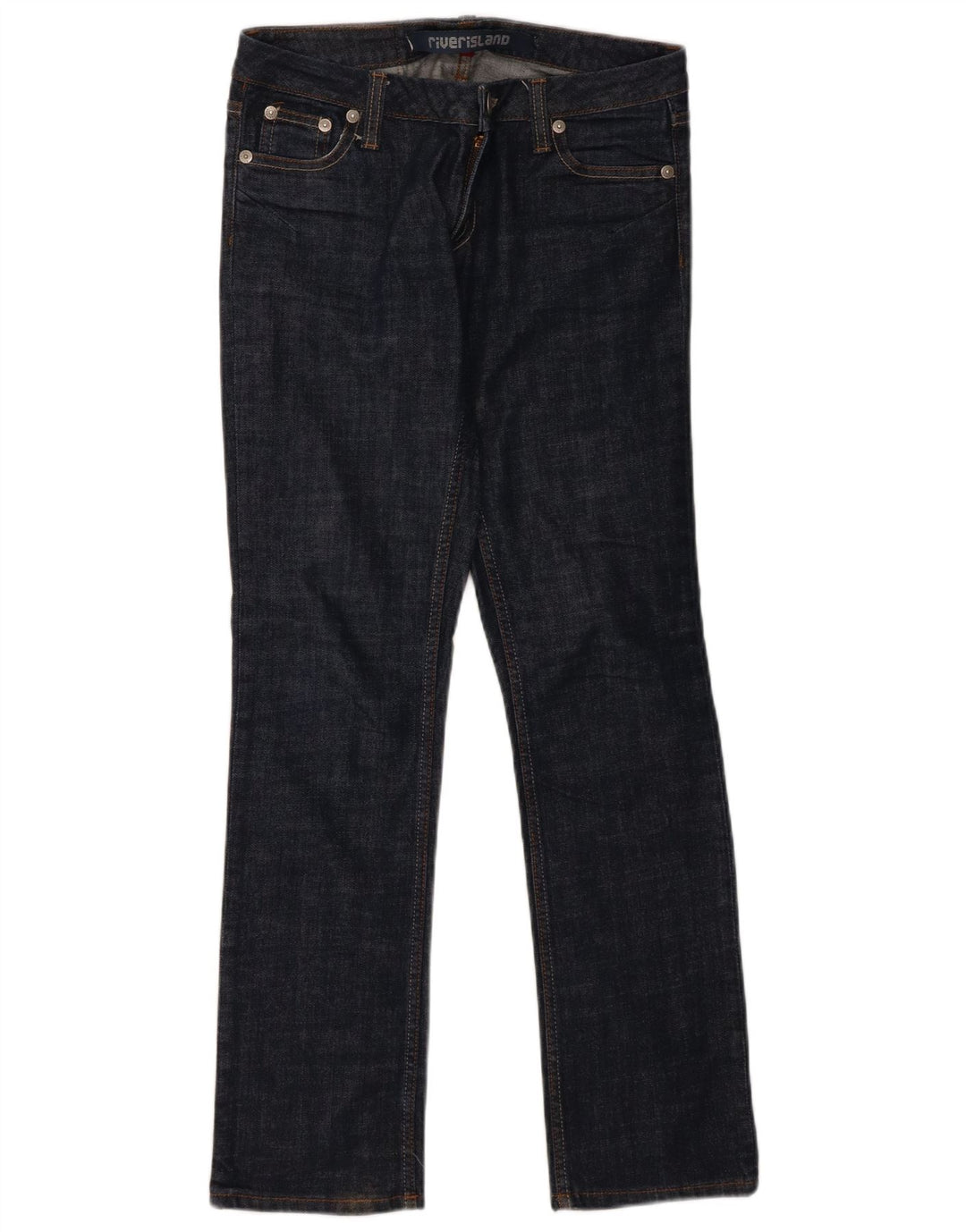 RIVER ISLAND Womens Straight Jeans UK 12 Medium W32 L31 Navy Blue