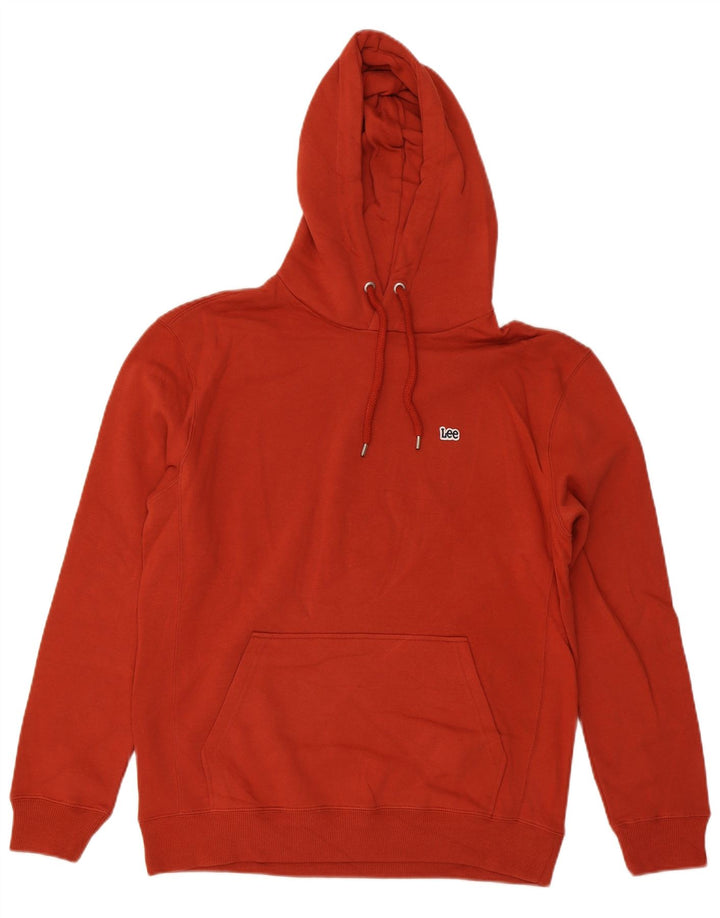LEE Mens Regular Fit Hoodie Jumper Medium Red Cotton
