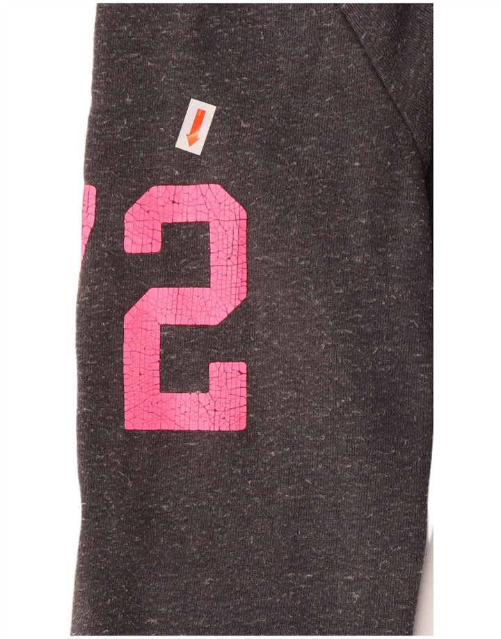 Superdry Damen-Kapuzenpullover mit grafischem Reißverschluss, Gr. 8, Grau, Baumwolle