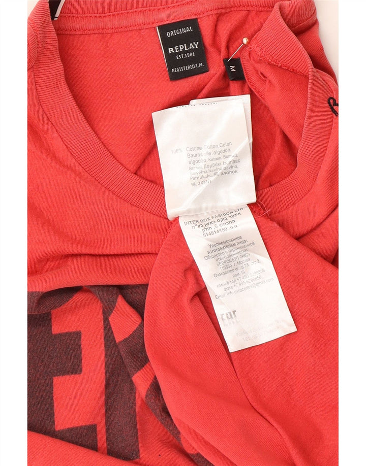 REPLAY Herren-T-Shirt mit Grafik, mittelrote Baumwolle
