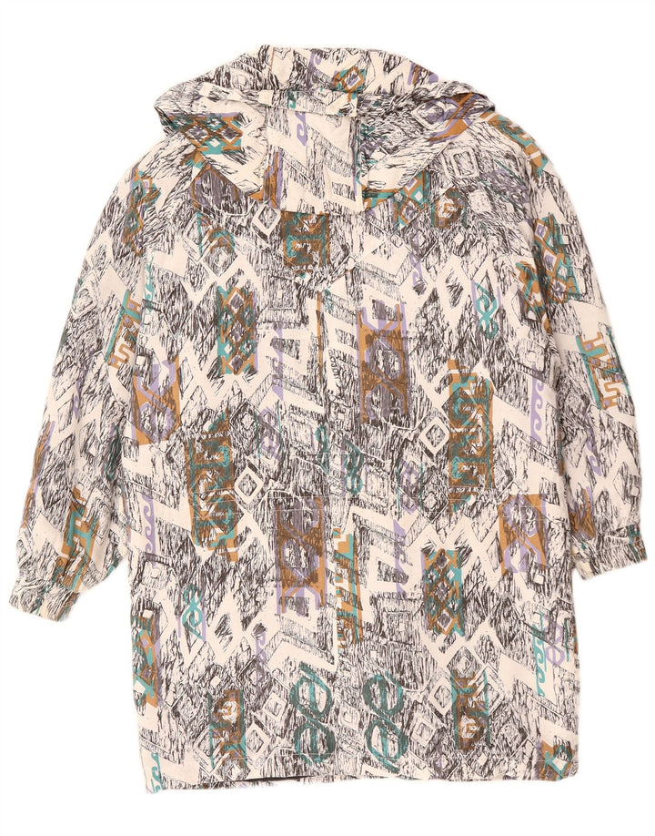 VINTAGE Damen Windjacke Mantel UK 10 Klein Mehrfarbig Geometrisch