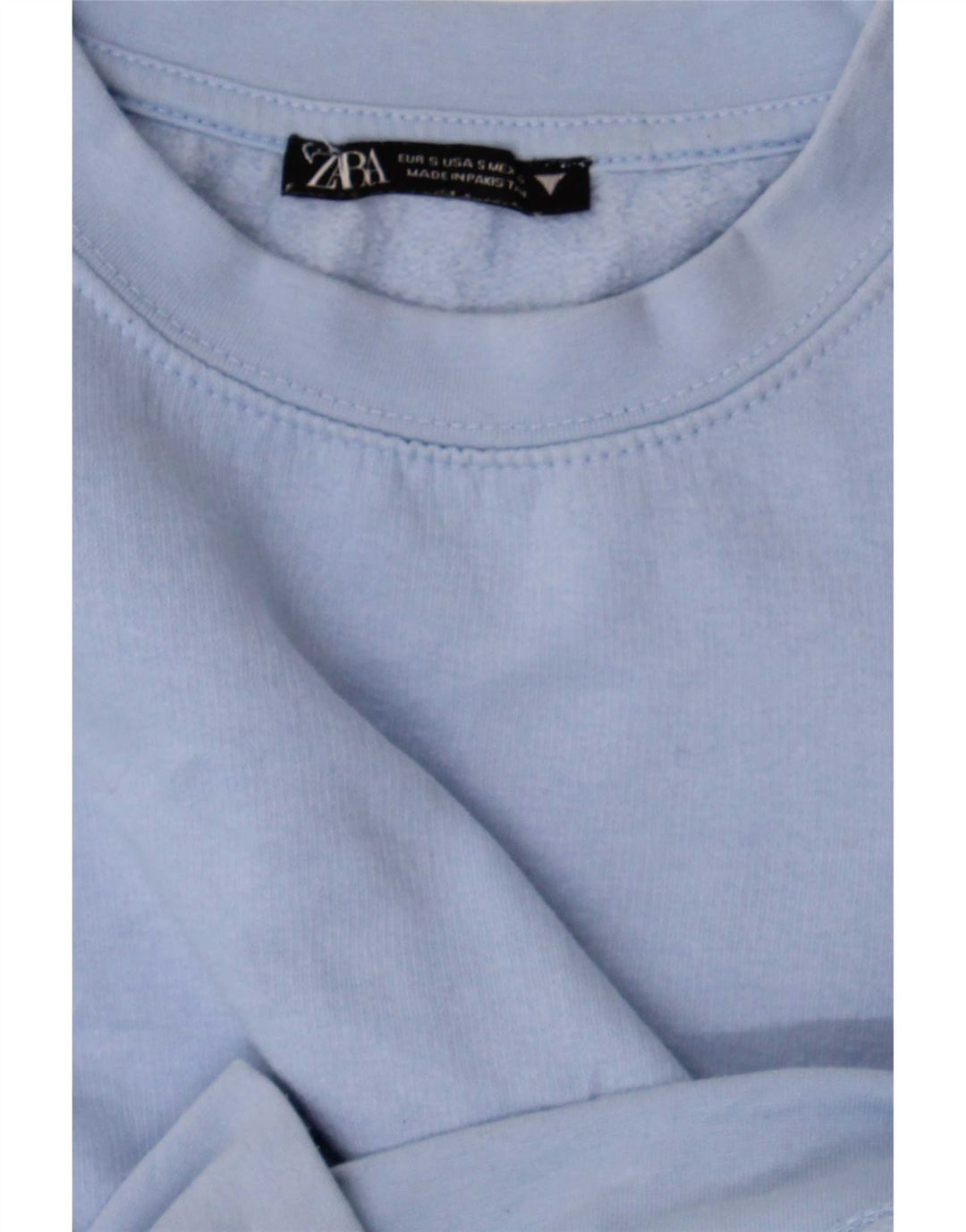 Zara Damen Crop Oversized Sweatshirt Pullover UK 10 Small Blau
