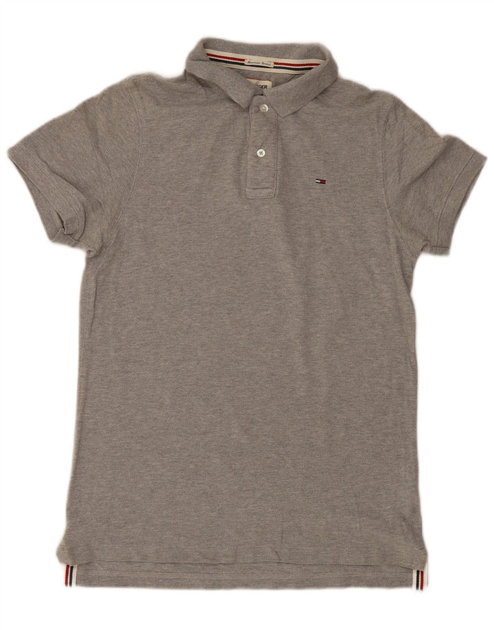 Tommy Hilfiger Herren-Poloshirt aus mittelgrauer Baumwolle