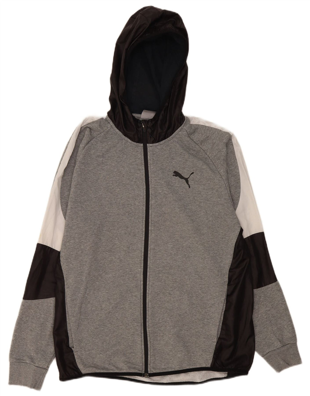 Puma Herren-Kapuzenpullover mit Reißverschluss, XL, Grau, Farbblock