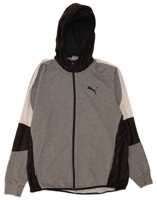 Puma Herren-Kapuzenpullover mit Reißverschluss, XL, Grau, Farbblock