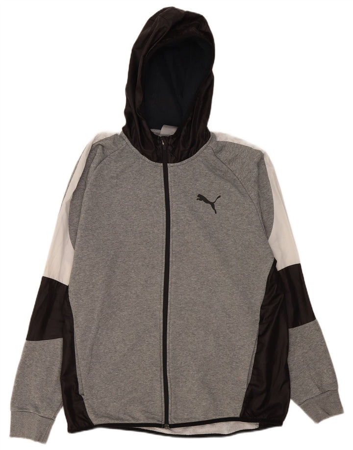 Puma Herren-Kapuzenpullover mit Reißverschluss, XL, Grau, Farbblock