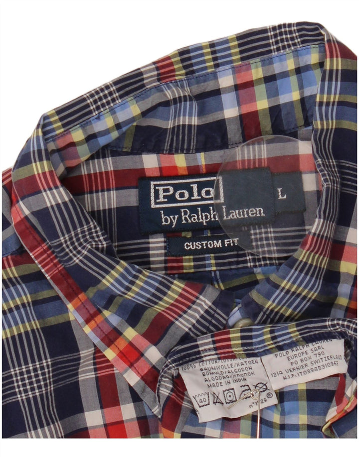 Polo Ralph Lauren Herren-Hemd mit individueller Passform, groß, blau, kariert, Baumwolle
