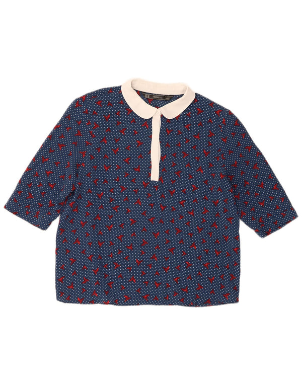Zara Damen Trafaluc Blusenoberteil UK 14 Mittelblau gepunktetes Polyester