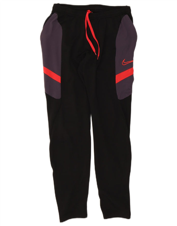 Nike Damen-Trainingshose UK 12 Mittelschwarzes Colourblock-Polyester