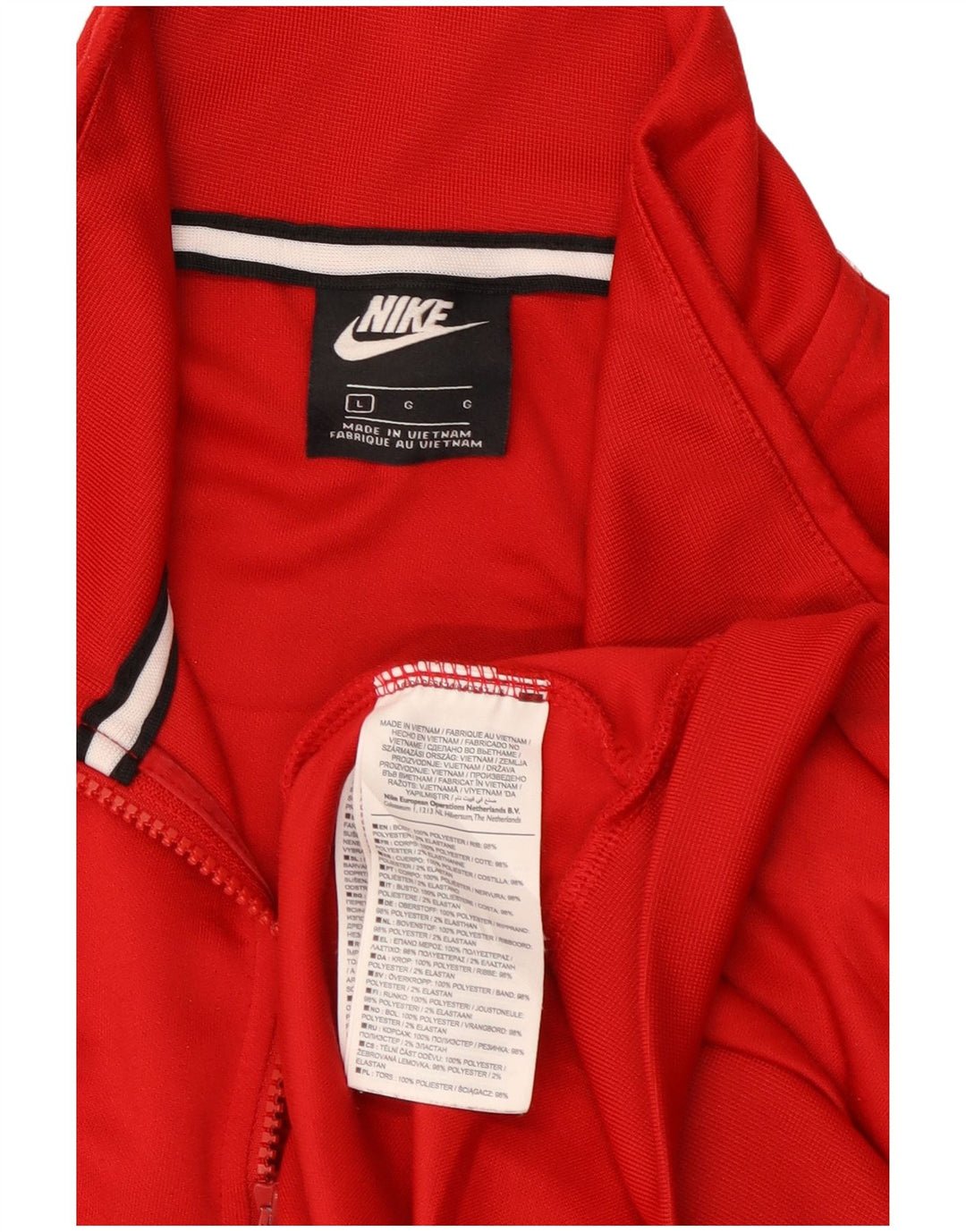 Nike Herren-Trainingsanzug-Oberteil, Jacke, groß, rotes Farbblock-Polyester