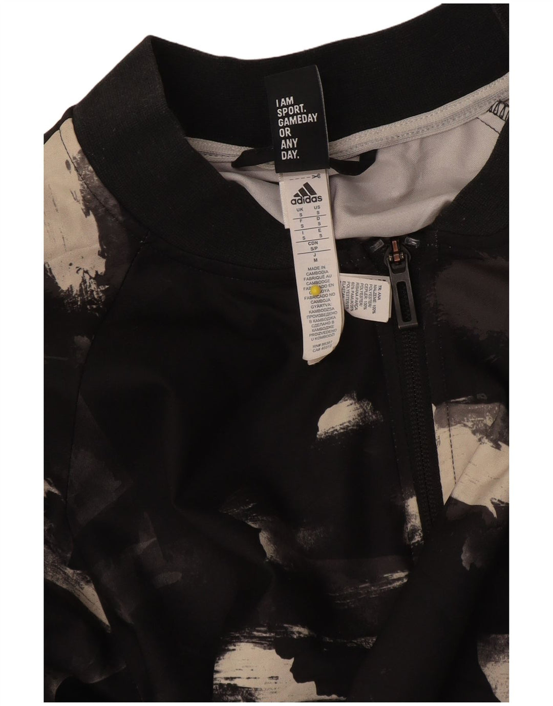 Adidas Damen-Trainingsanzug mit abstraktem Muster, Top-Jacke, UK 10, Größe S, Schwarz