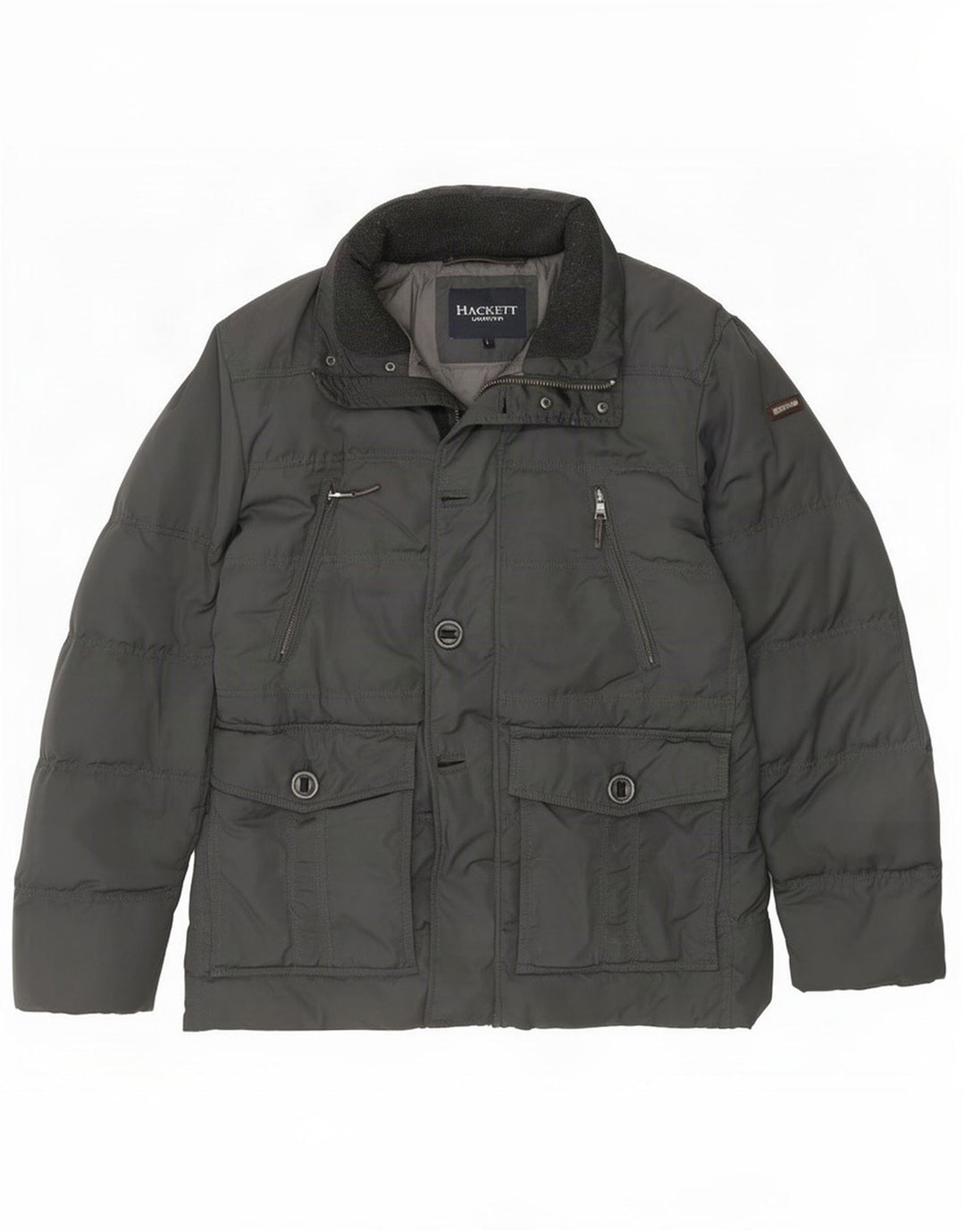Hackett Herren Wattierte Jacke UK 40 Large Grau Polyester