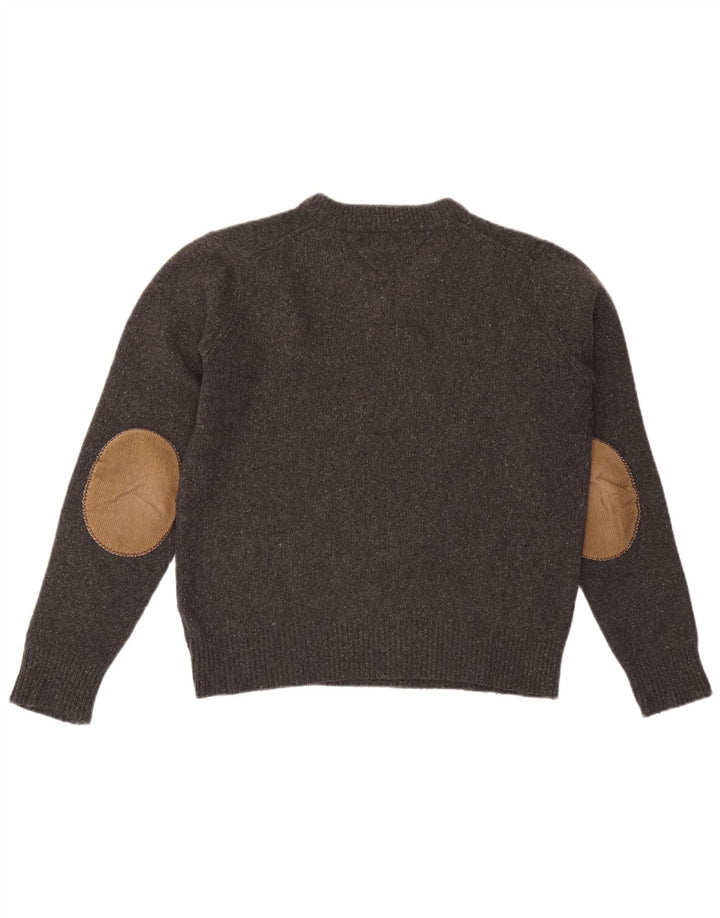 Tommy Hilfiger Herren-Pullover mit V-Ausschnitt, mittelgrau gefleckte Wolle