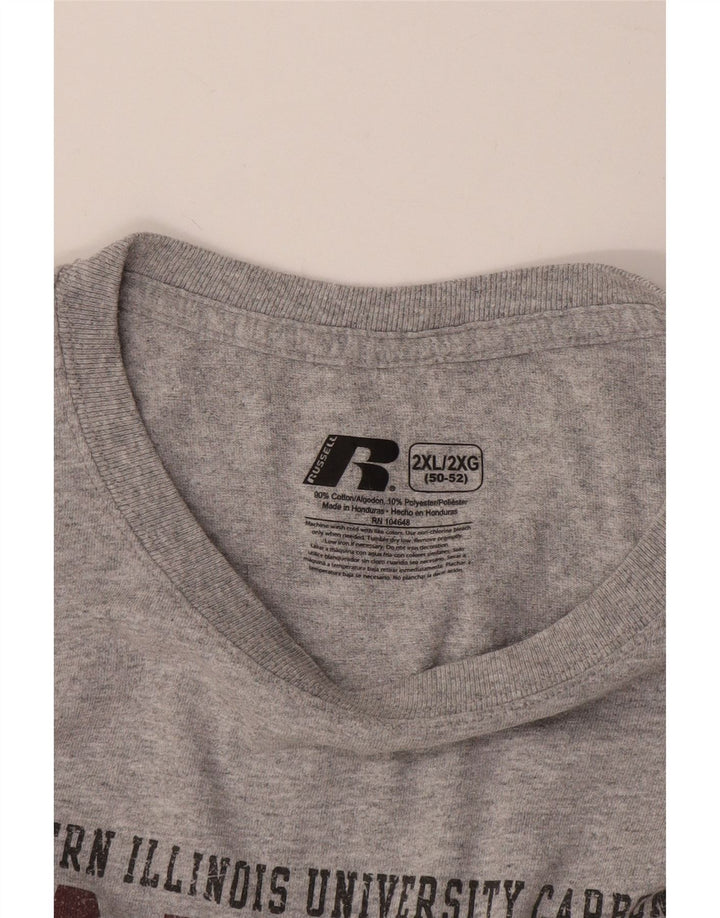RUSSELL ATHLETIC Herren Salukis Grafik T-Shirt Top 2XL Grau Baumwolle