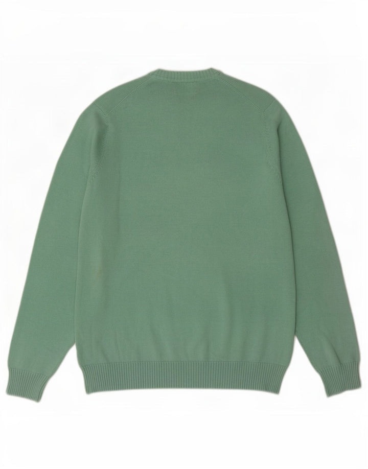 Marks & Spencer Herren Blauer Harbour-Pullover mit V-Ausschnitt aus mittelgrüner Baumwolle