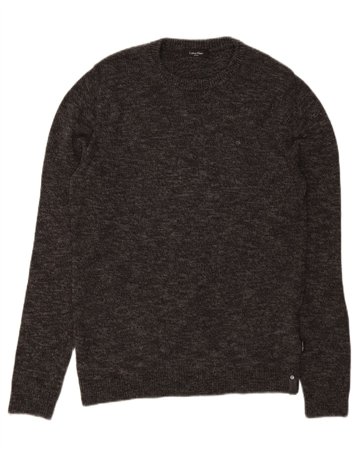 CALVIN KLEIN Mens Crew Neck Jumper Sweater Medium Grey Flecked Cotton Vintage Calvin Klein and Second-Hand Calvin Klein from Messina Hembry 