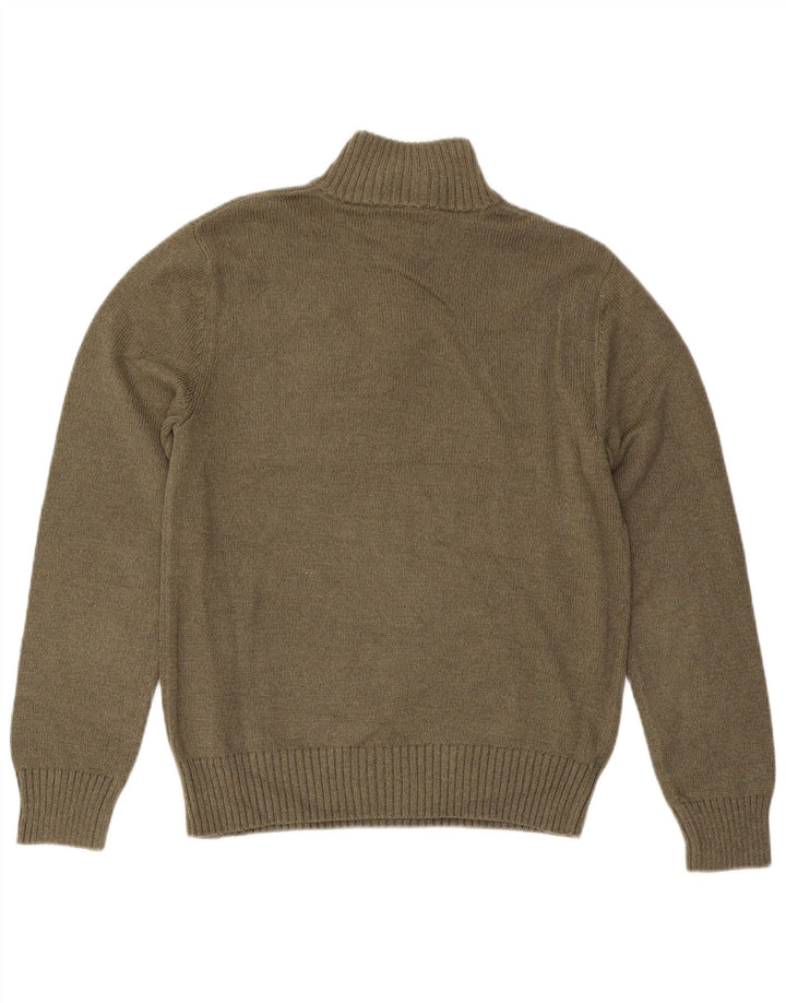 EDDIE BAUER Herren-Pullover mit Reißverschluss am Hals, kleine Khaki-Baumwolle