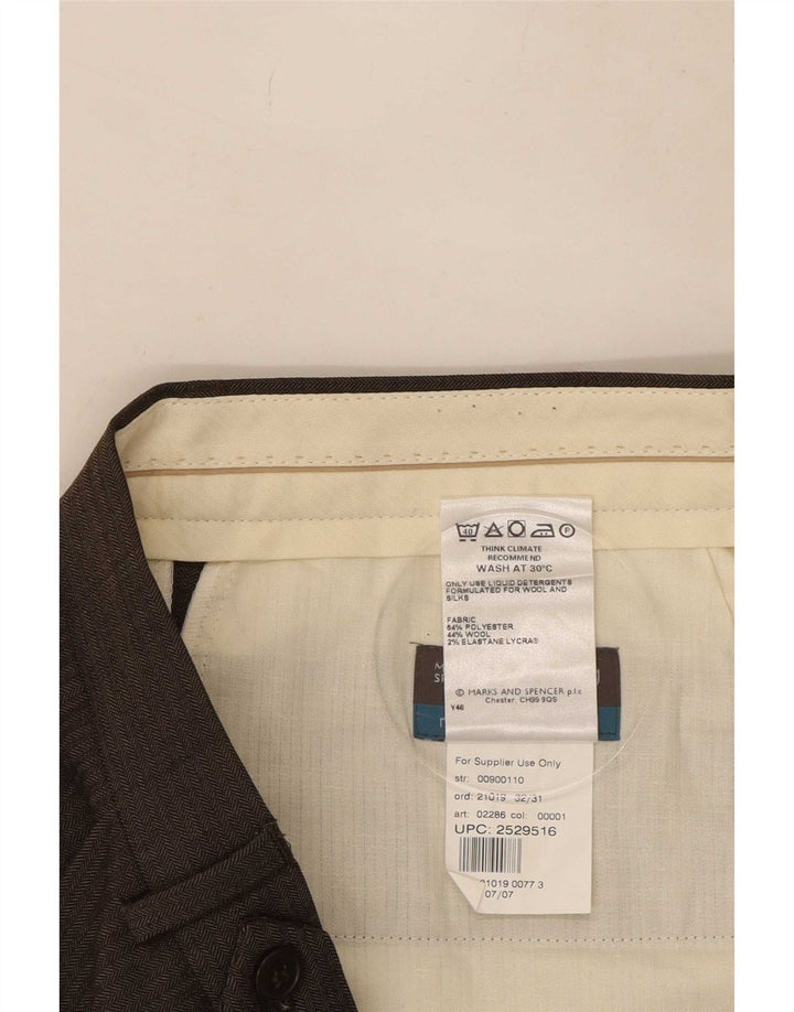 Marks & Spencer Herren-Anzughose mit Pegged-Anzug, W32, L31, braunes Polyester
