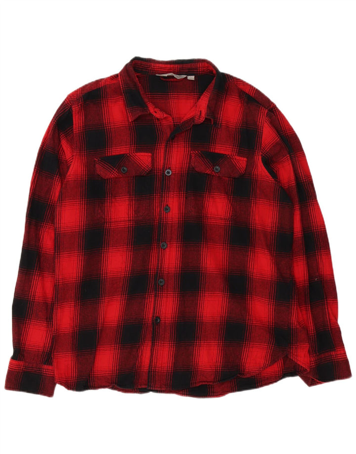 Mountain Warehouse Herren-Flanellhemd XL aus rot karierter Baumwolle