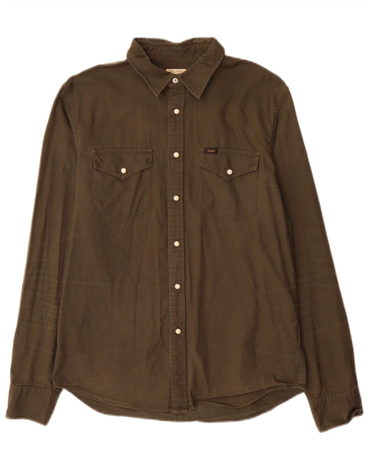 Lee Herren-Slim-Fit-Hemd aus mittlerer Khaki-Baumwolle
