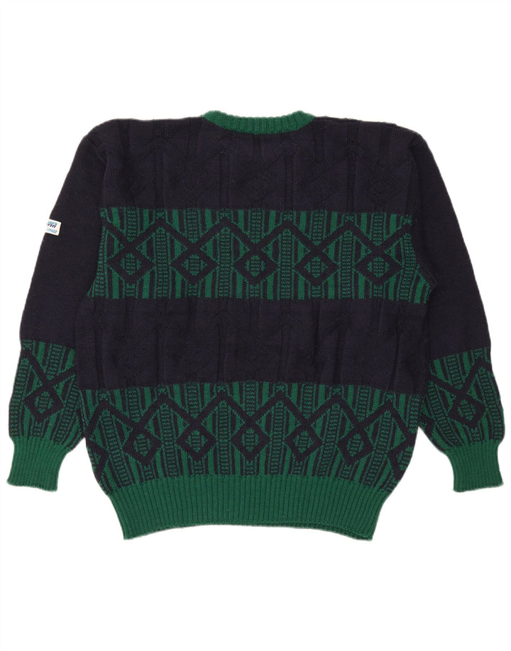 Azzurra Herren-Pullover mit Rundhalsausschnitt, IT 50, mittleres Marineblau, geometrisch