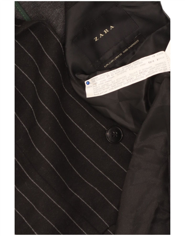 Zara Herren-Blazer mit 2 Knöpfen, Gr. 40, groß, schwarz gestreift, Polyester