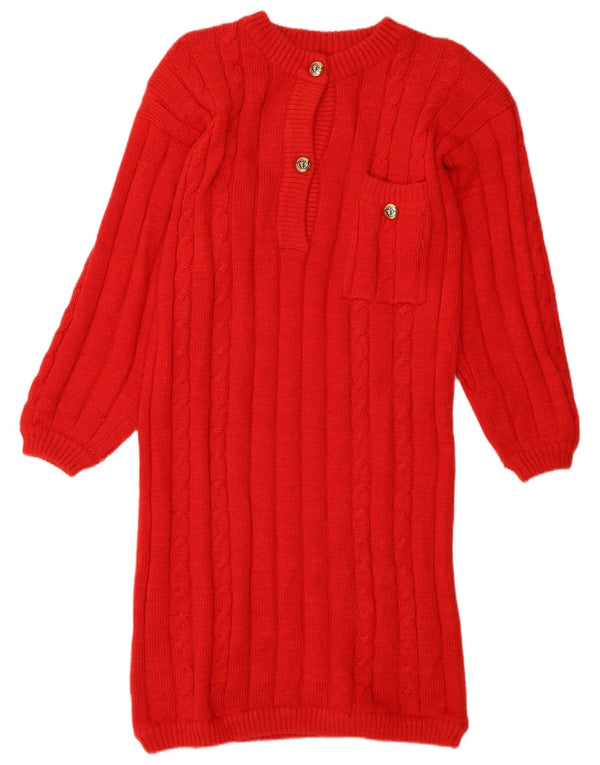Vintage Damen Langarm-Pulloverkleid UK 16 Large Rot
