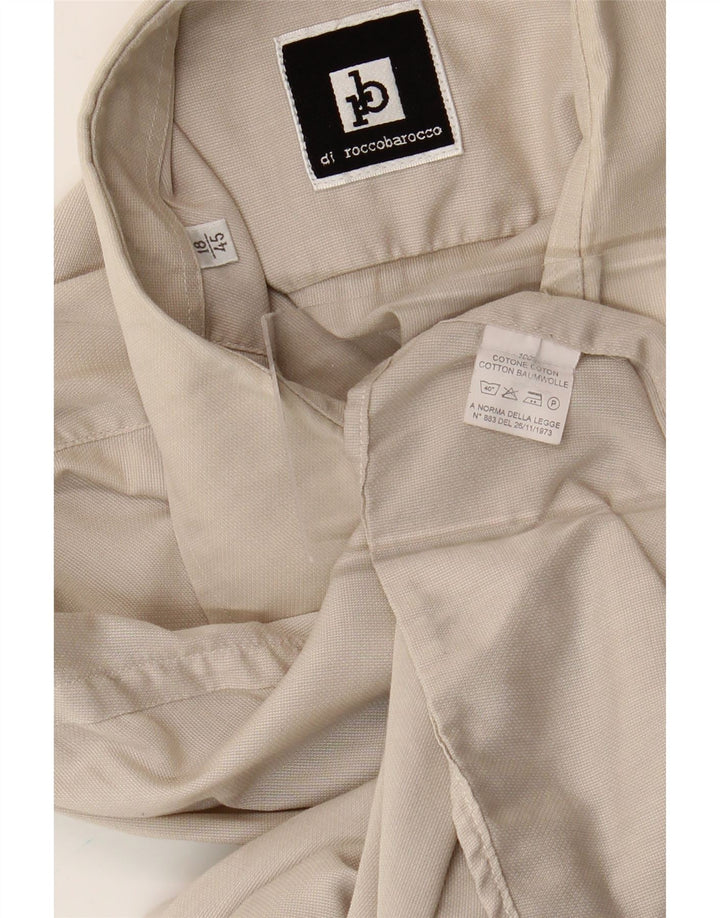 Roccobarocco Herrenhemd Größe 18 45 2XL Beige Baumwolle