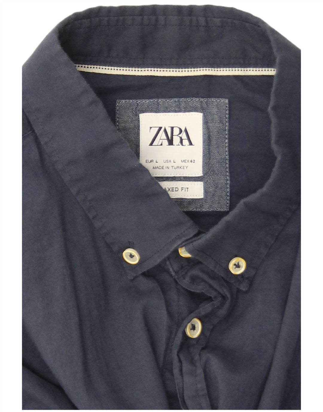 Zara Herren-Hemd mit entspannter Passform, Größe L, L70, Marineblau