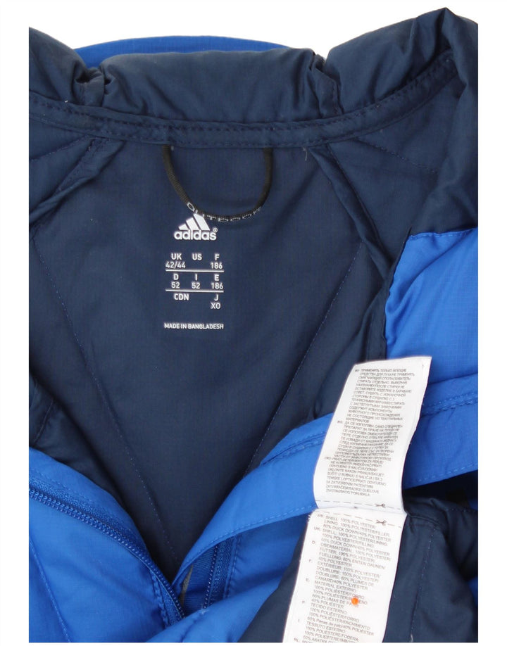 Adidas Herren-Jacke mit Kapuze, gepolstert, Größe 42/44, groß, blau, Polyester