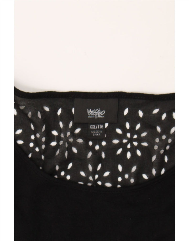 MOSSIMO Womens Top 3/4 Sleeve UK 20 2XL Black Rayon Vintage Mossimo and Second-Hand Mossimo from Messina Hembry 