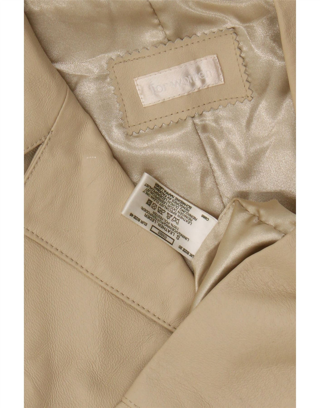 VINTAGE Damen Ledermantel UK 20 2XL Beige Leder
