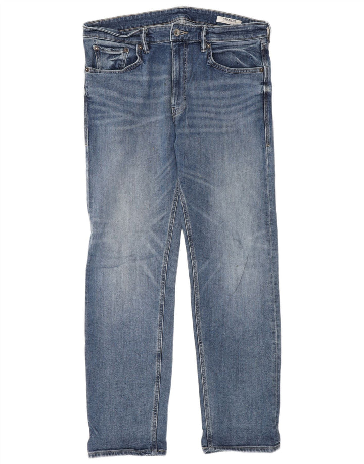 Marks & Spencer Herren Straight Jeans W34 L31 Blaue Baumwolle