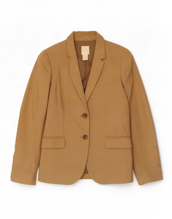 J. Crew Damen-Blazerjacke mit 2 Knöpfen, US 10, große braune Wolle