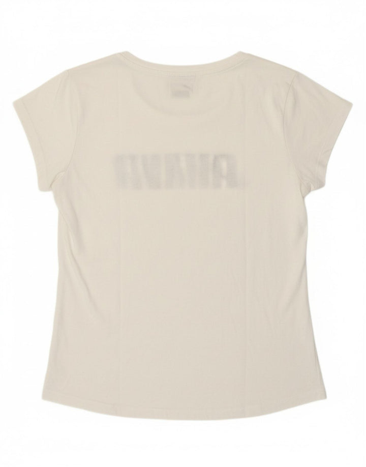 PUMA Womens Graphic T-Shirt Top UK 14 Medium White Polyester Vintage Puma and Second-Hand Puma from Messina Hembry 