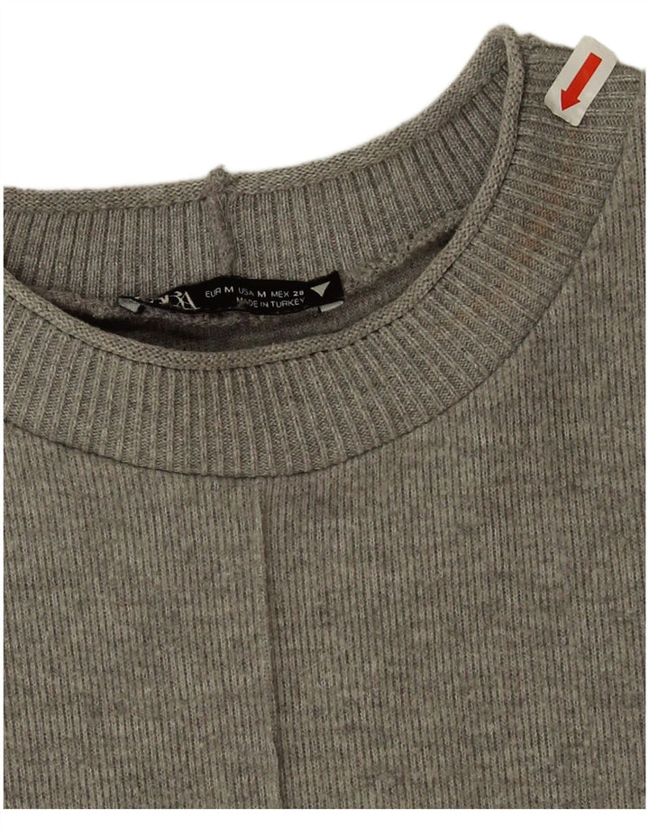Zara Damen-Pulloverkleid mit kurzen Ärmeln, UK 14, mittelgraues Polyester