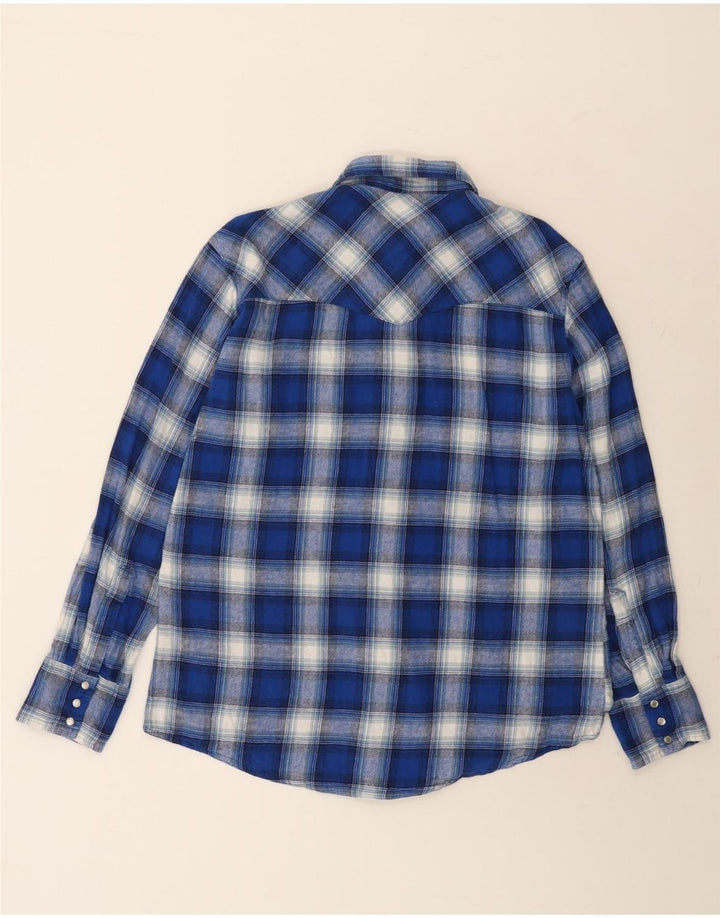 Wrangler Herren-Flanellhemd, groß, blau kariert