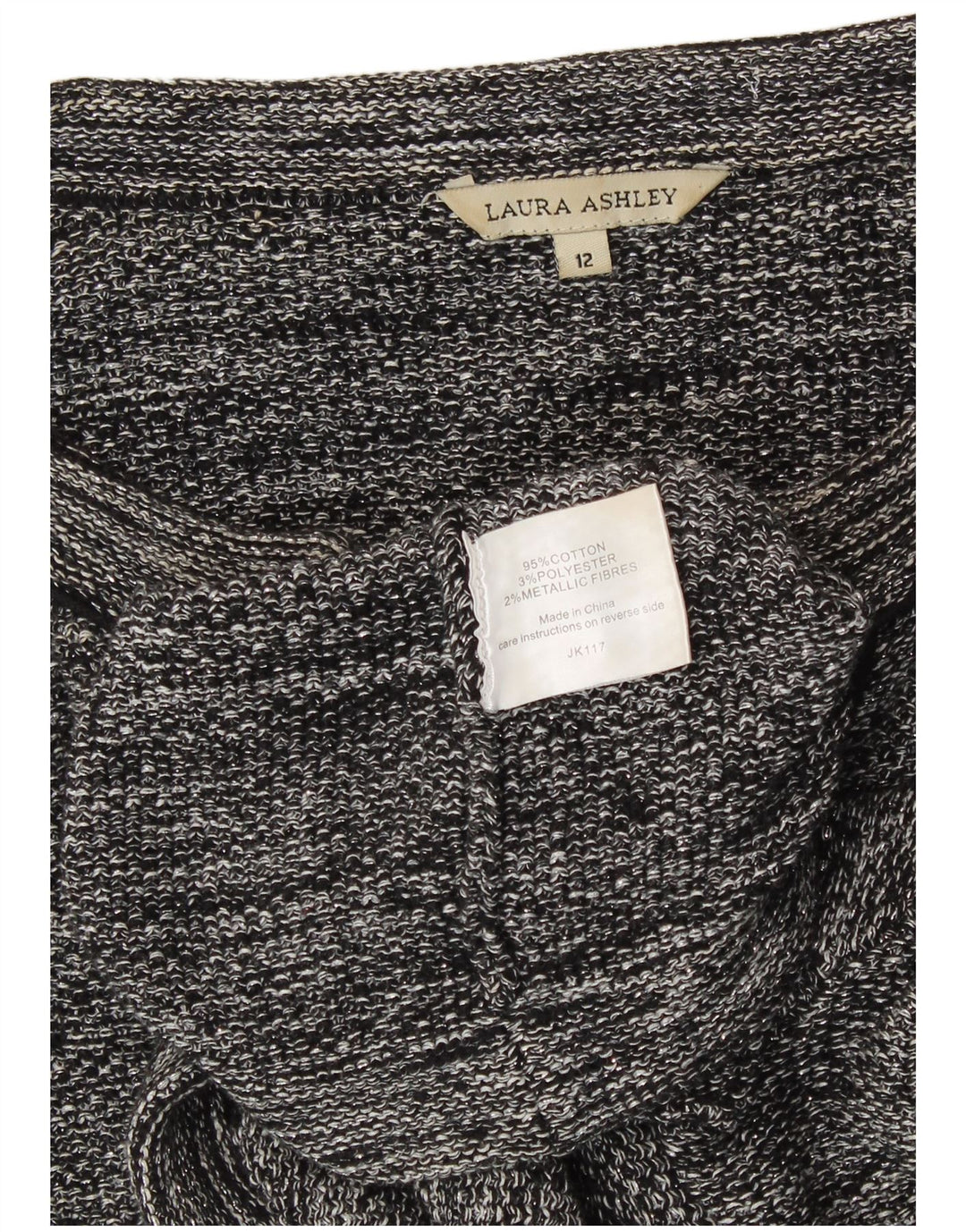 Laura Ashley Offener Bolero-Pullover für Damen, UK 12, mittelgraue Baumwolle