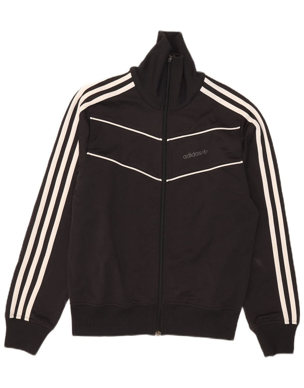 Adidas Damen Trainingsanzug Top Jacke UK 14 Medium Schwarz Polyester