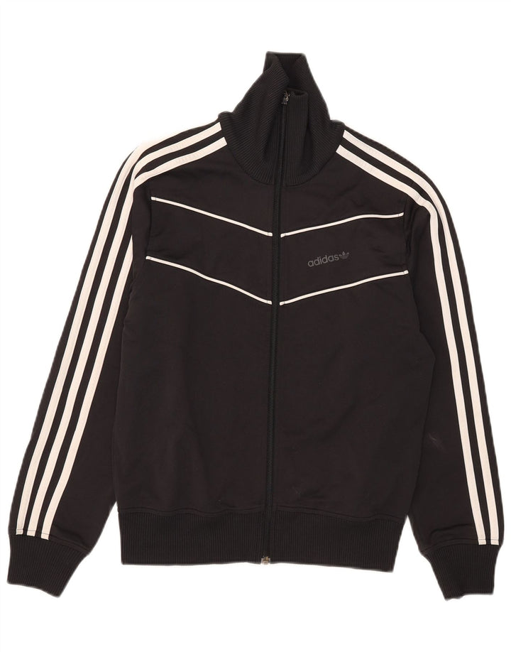 Adidas Damen Trainingsanzug Top Jacke UK 14 Medium Schwarz Polyester
