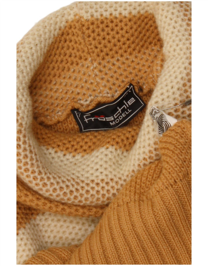 VINTAGE Rollkragenpullover für Damen IT 44 Mittelbeige gestreift