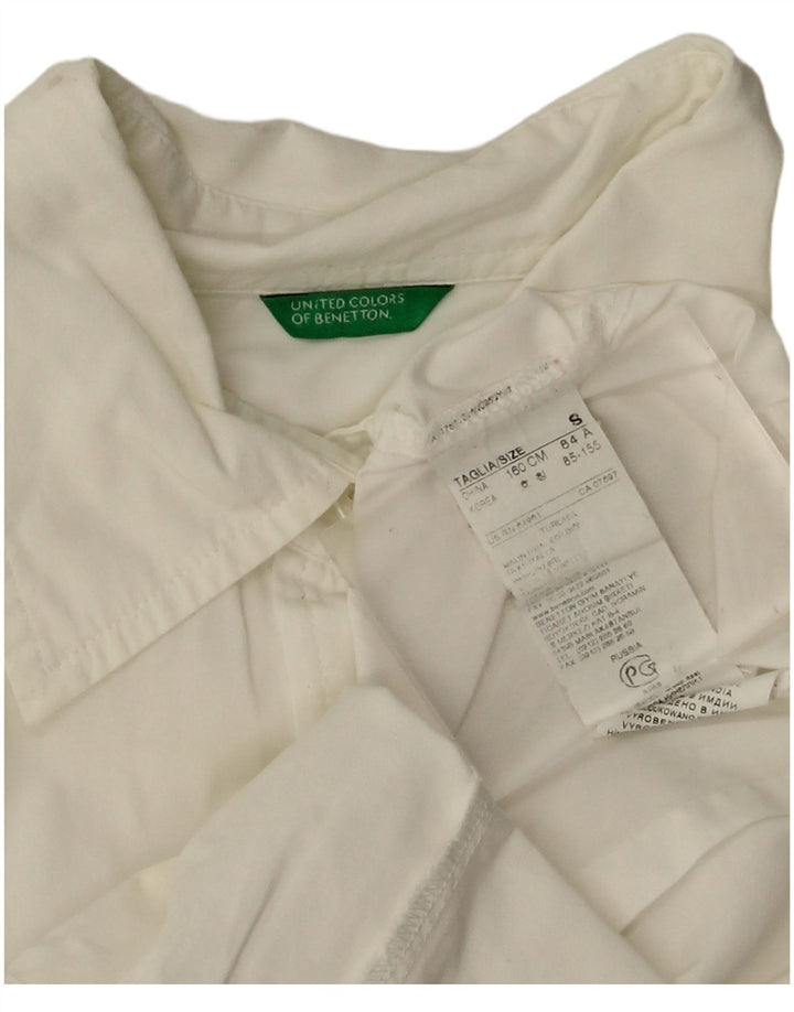 Benetton Damen-Hemd UK 10 Small aus weißer Baumwolle