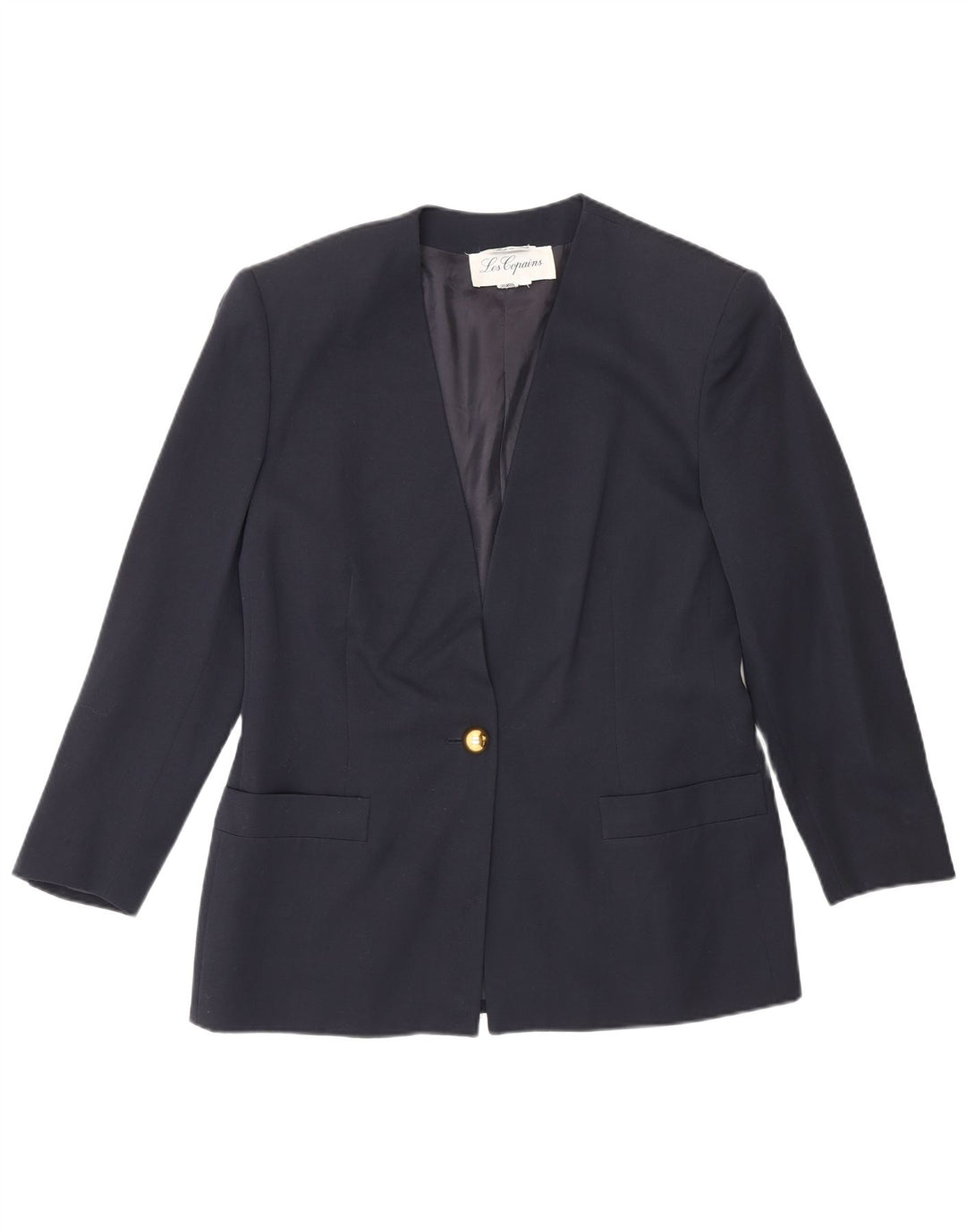 Les Copains Damen-Blazer mit 1 Knopf, Gr. 14, mittleres Marineblau