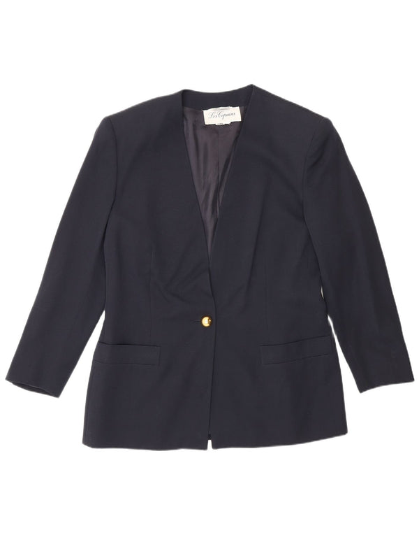Les Copains Damen-Blazer mit 1 Knopf, Gr. 14, mittleres Marineblau