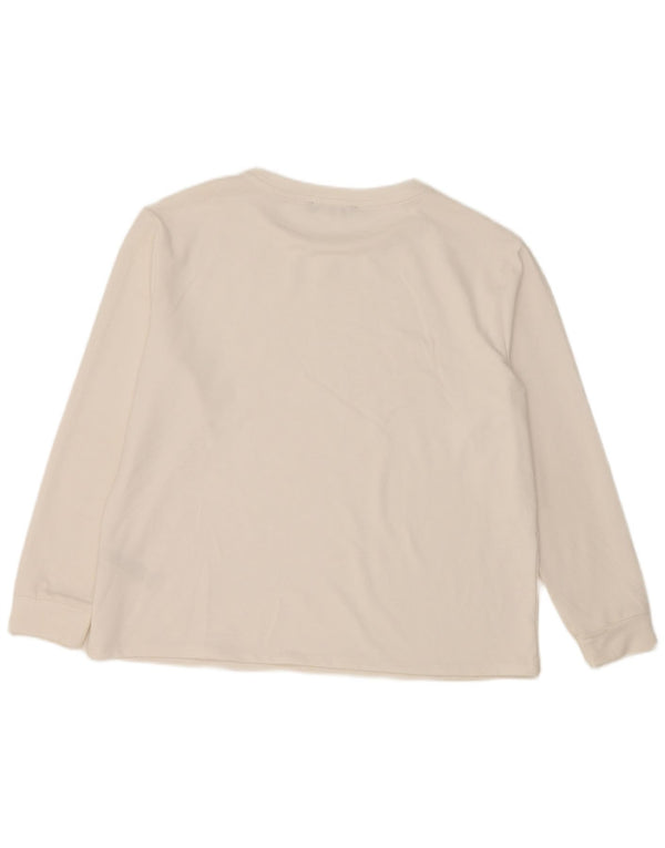 Marks & Spencer Damen Top Langarm UK 14 Large Weiß gepunktetes Polyester