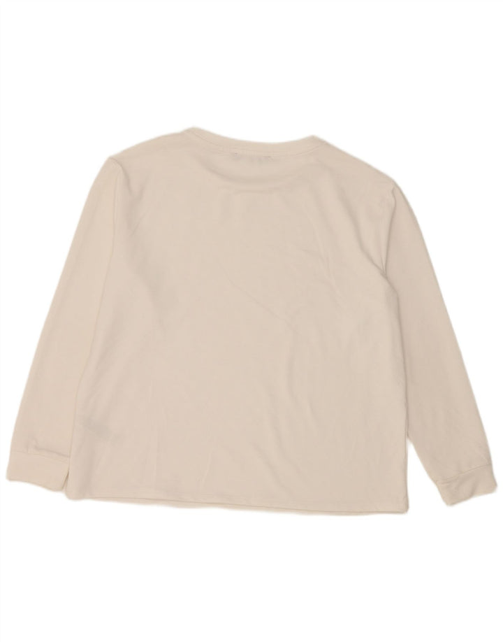 Marks & Spencer Damen Top Langarm UK 14 Large Weiß gepunktetes Polyester